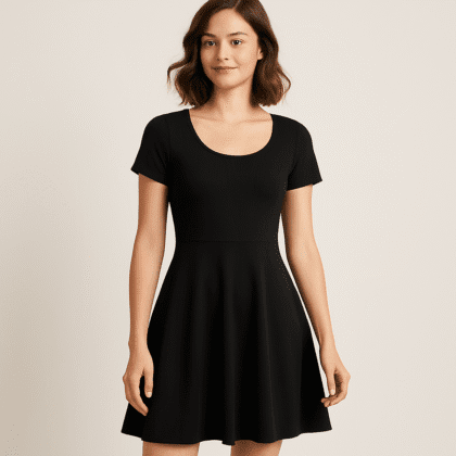 Midnight Grace – Women’s Black Fit & Flare Dress